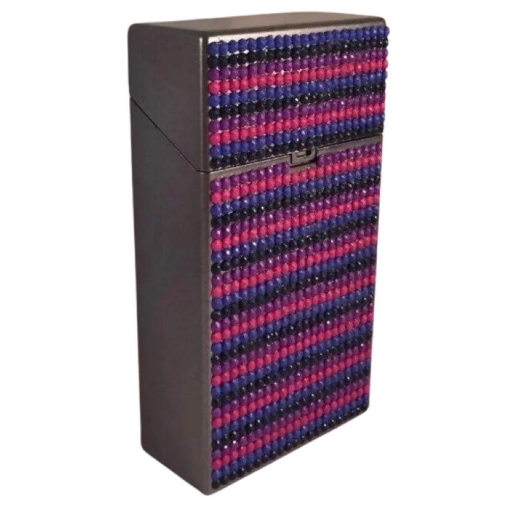 Cigarette 100s Case Hand Diamond-Painted Grey